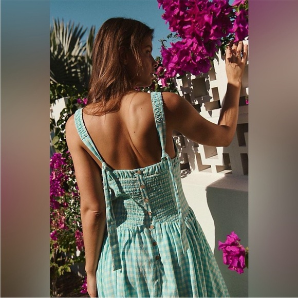 Free People Green and White Sleeveless Sundress - Picture 2 of 4